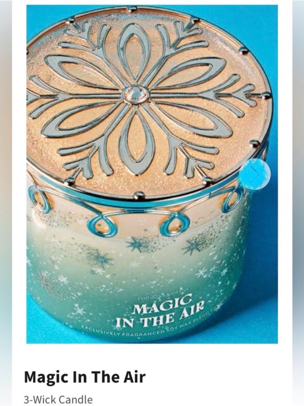 Bath & Body Works “Magic in the Air” 3-Wick Candle w Extra Fancy Metal Lid | NIB
